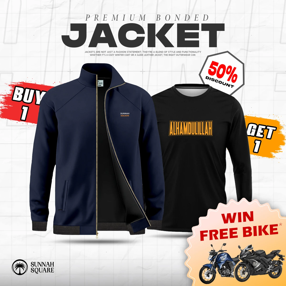 Men's Premium Jacket (Navy) with free T-Shirt