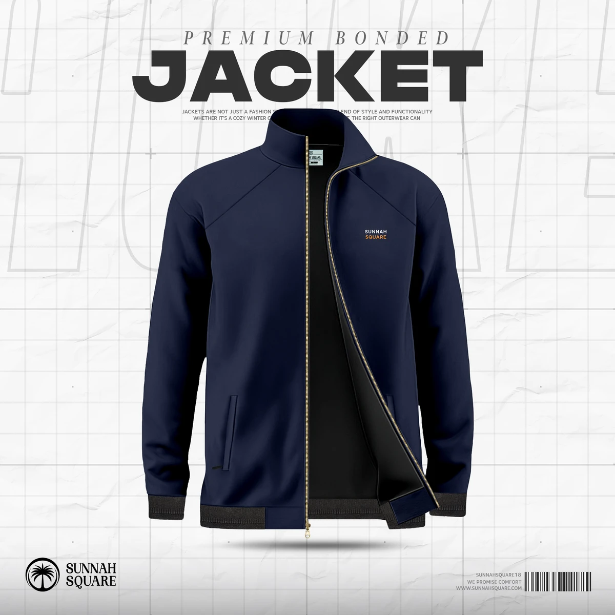 Men's Premium Jacket (Navy) with free T-Shirt