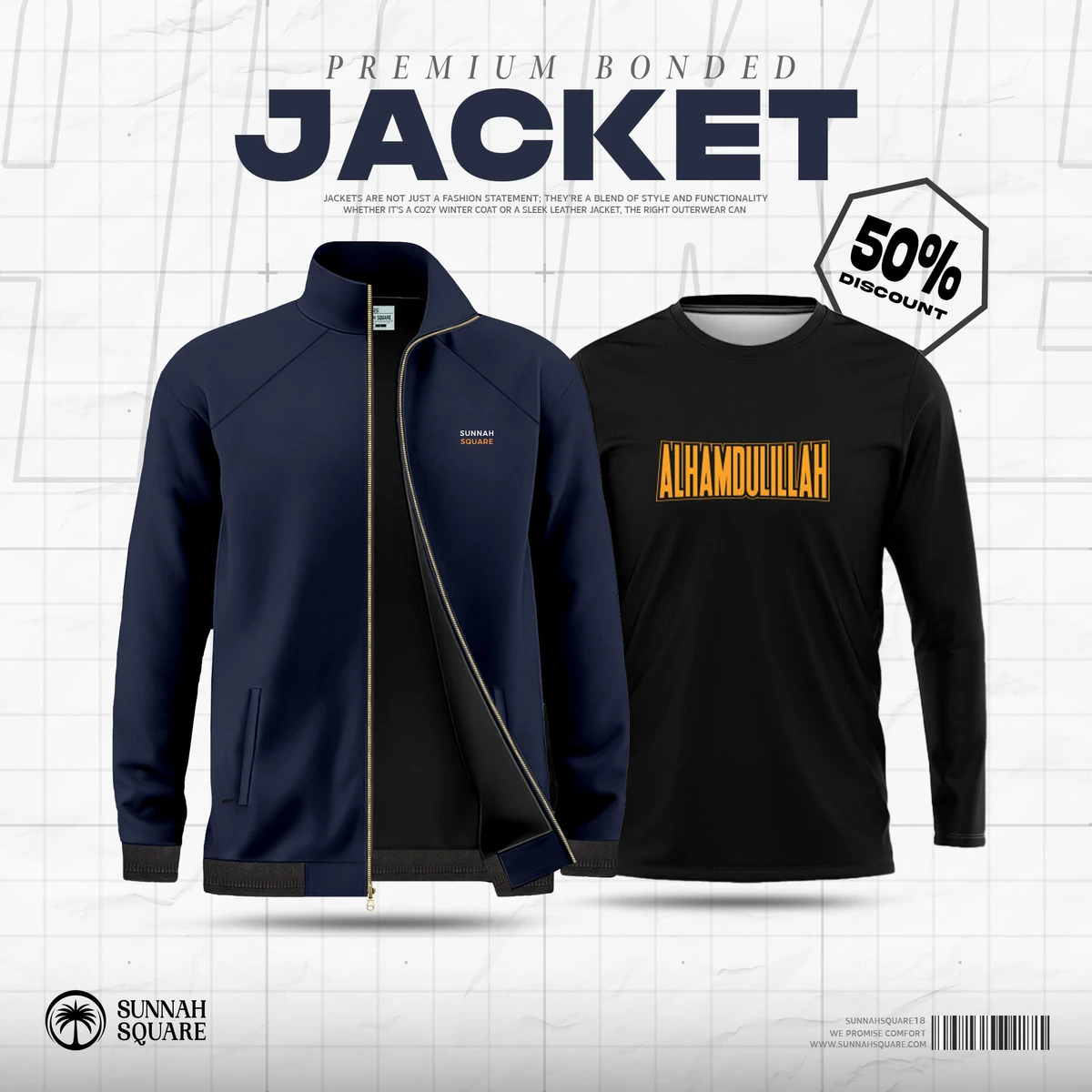 Men's Premium Jacket (Navy) with free T-Shirt