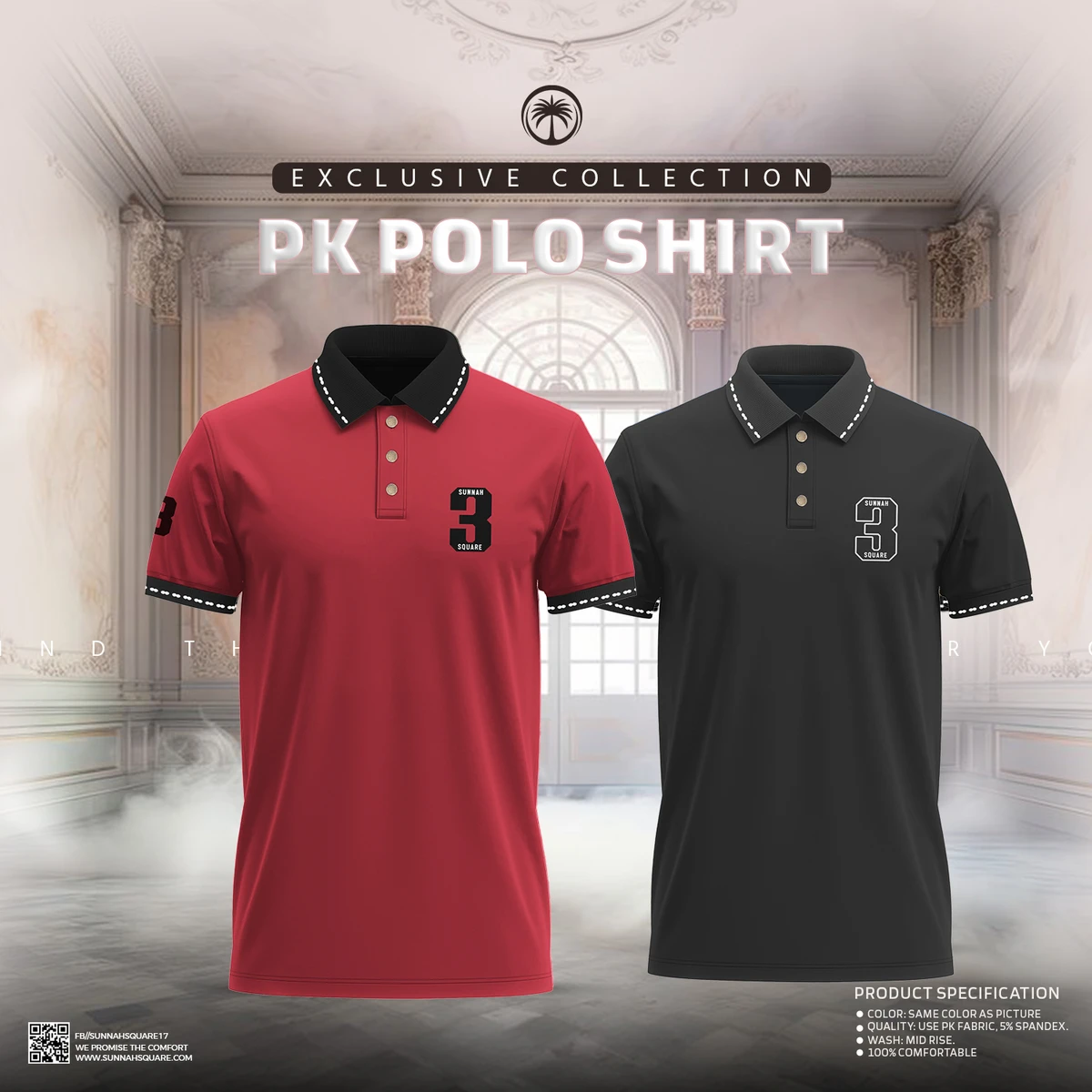 2pcs Classic PK Polo Combo - Red & Black