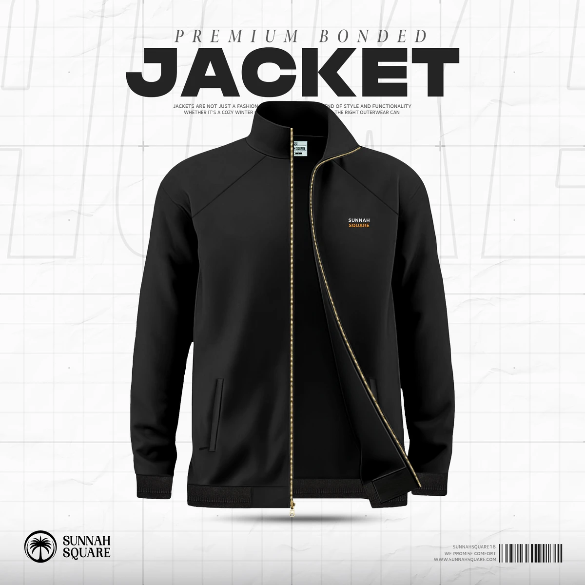 Men's Premium Jacket (Black) with free T-Shirt