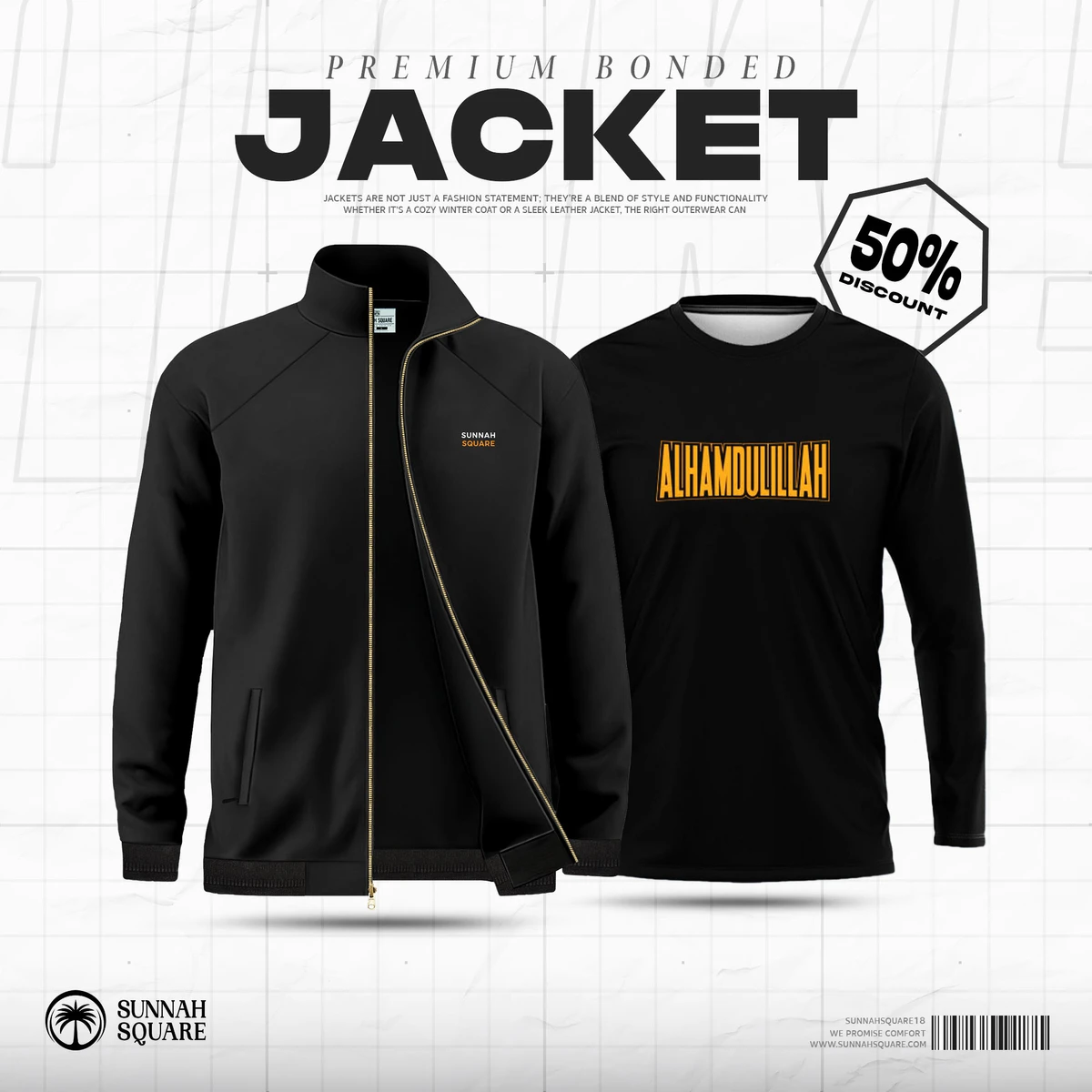 Men's Premium Jacket (Black) with free T-Shirt