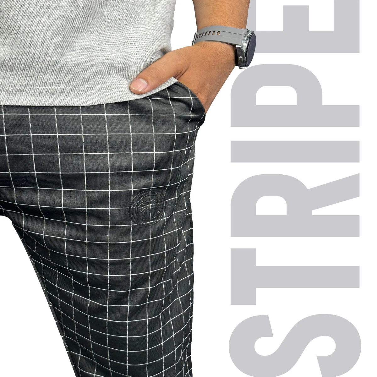 Men’s Checkered Stripe Trouser (Black)