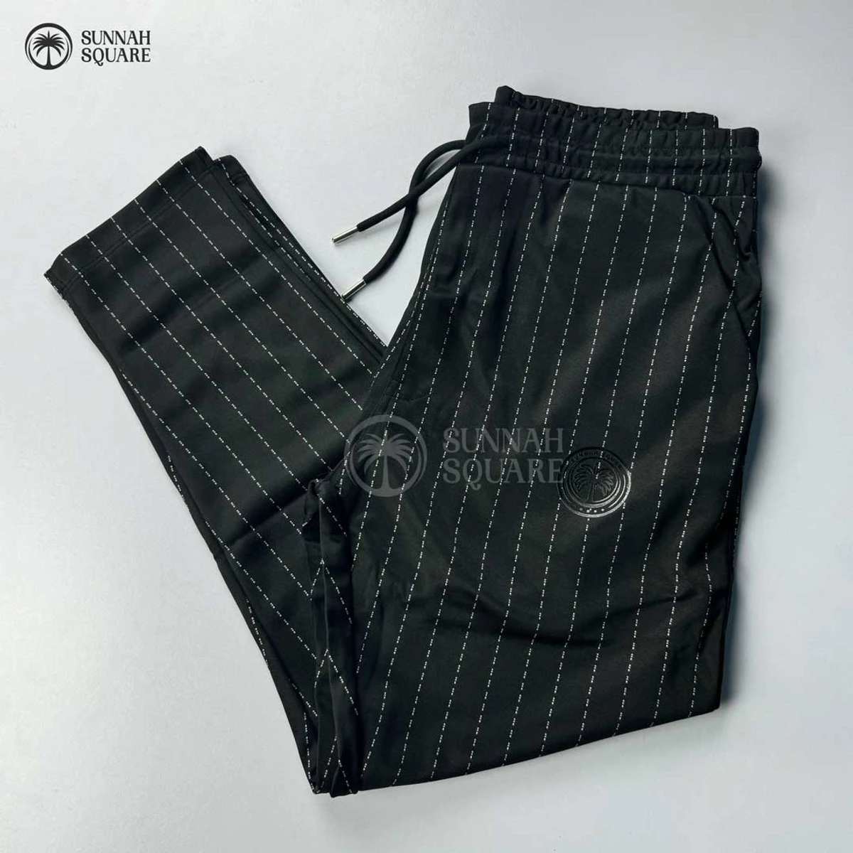 2Pcs Trouser Combo - Midrise Stripe & White Mesh Trouser