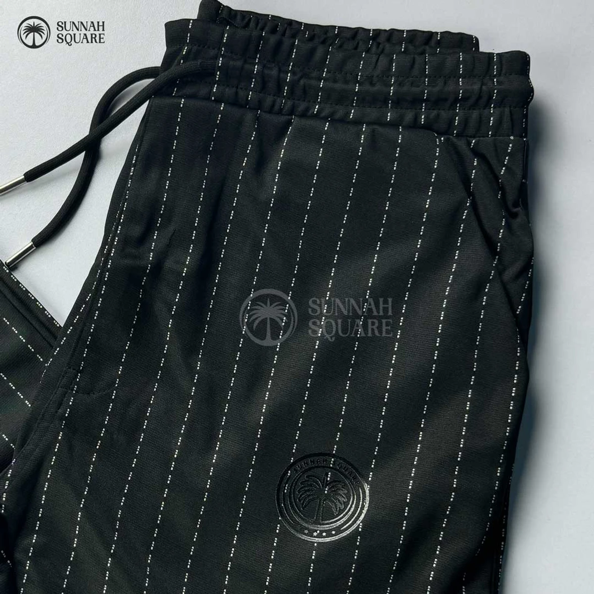 2Pcs Trouser Combo - Midrise Stripe & White Mesh Trouser