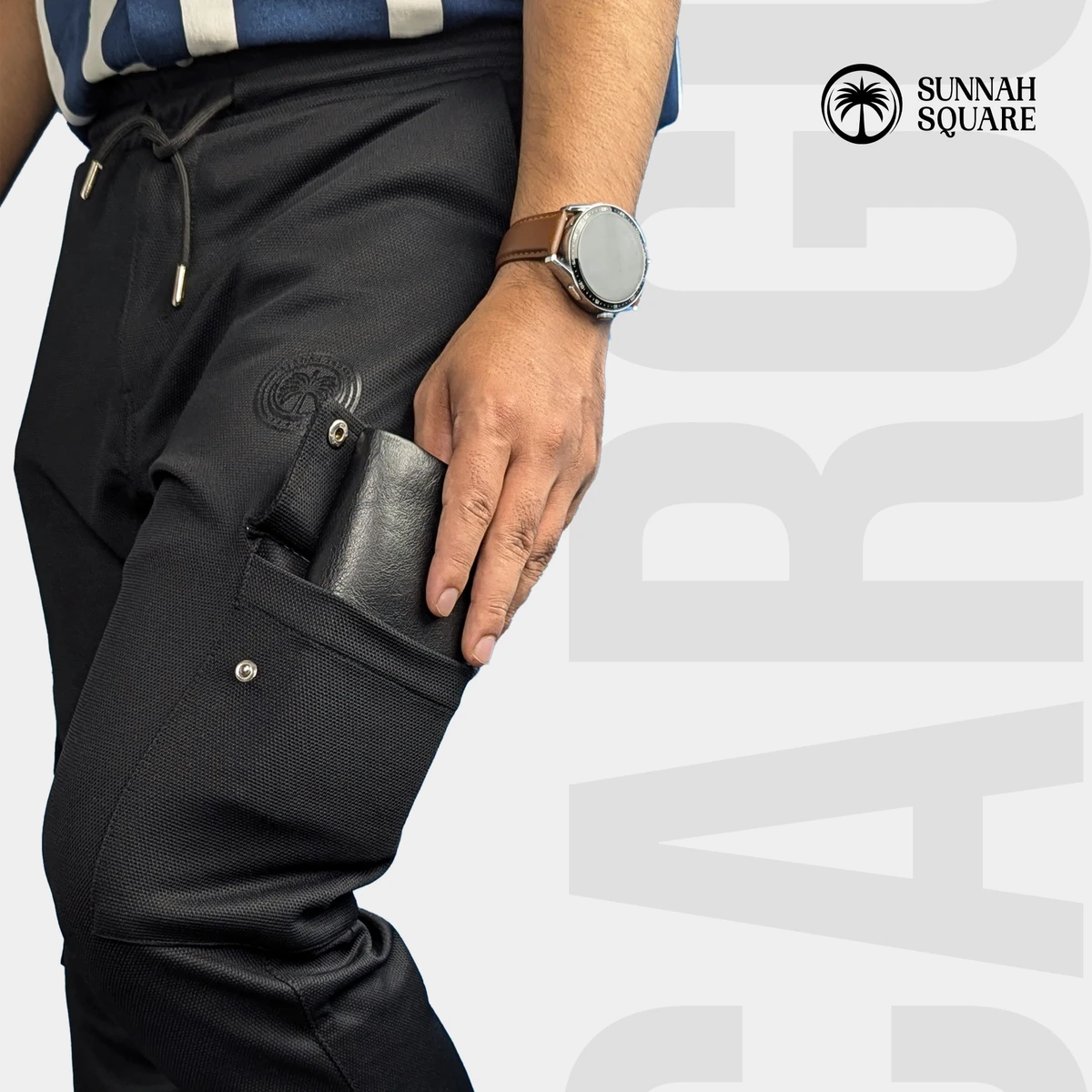 Men’s Trouser with Cargo Pockets in Black