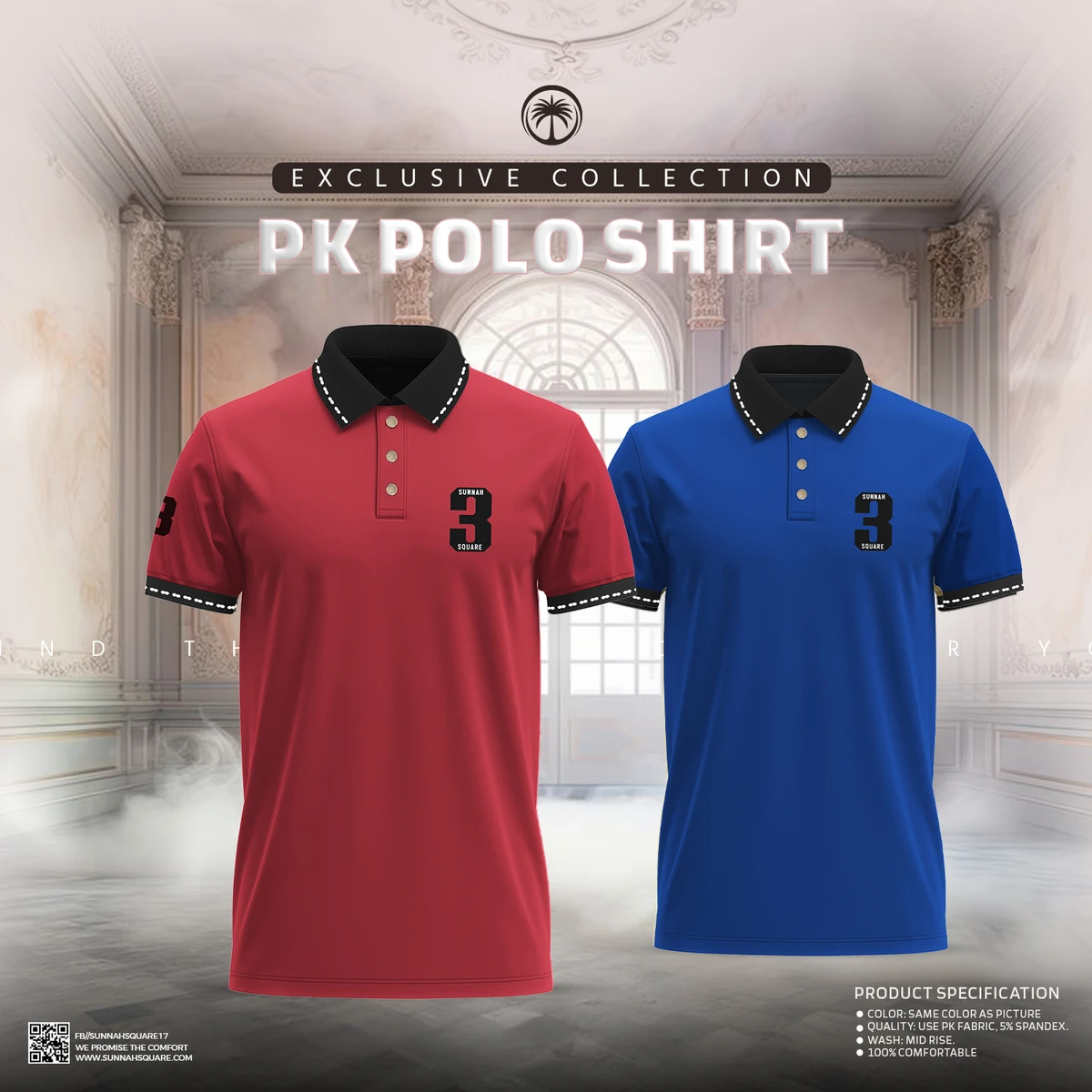 2pcs Classic PK Polo Combo - Red & Blue