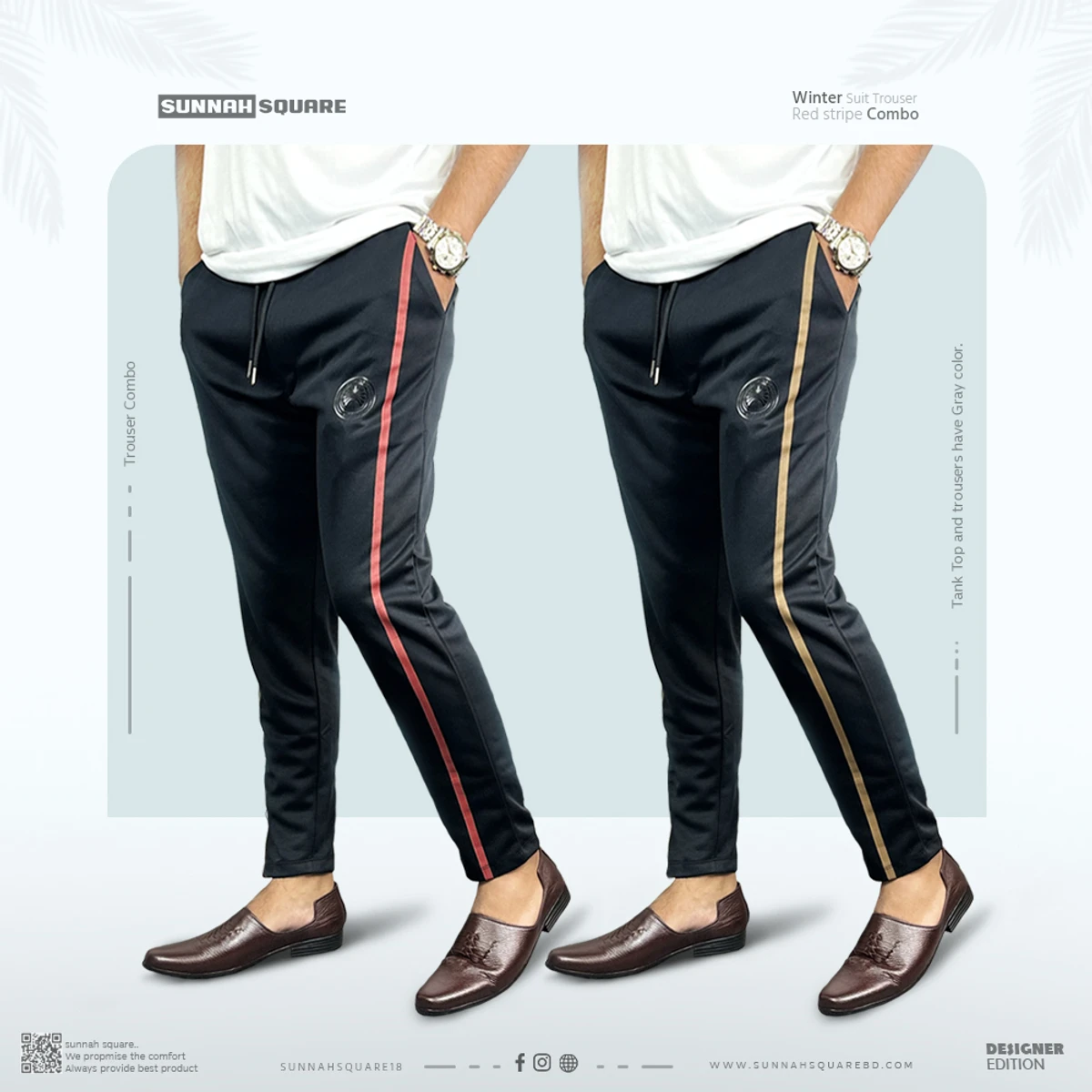 2Pcs Trouser Combo – Colored Stripe