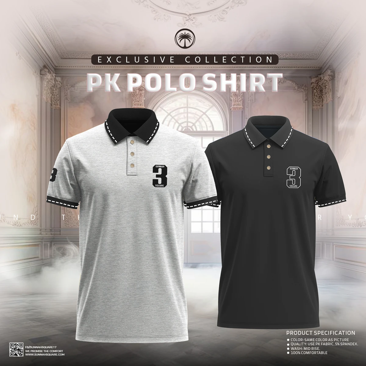 2pcs Classic PK Polo Combo - Ash & Black