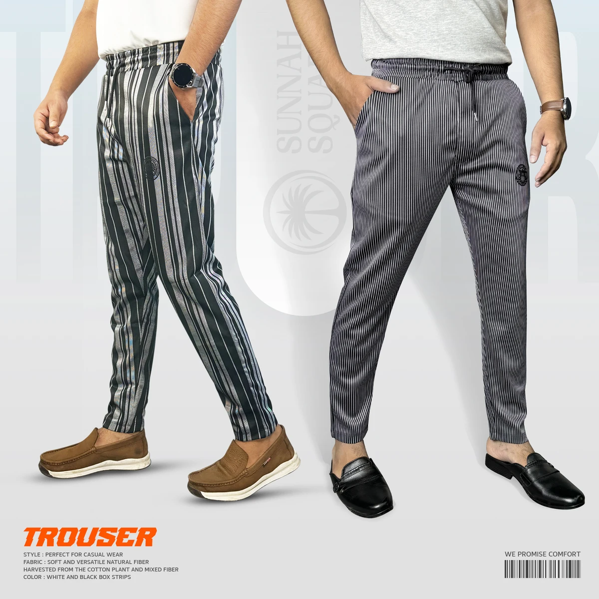 2Pcs Trouser Combo – Multi Stripe & Super-fine Trouser