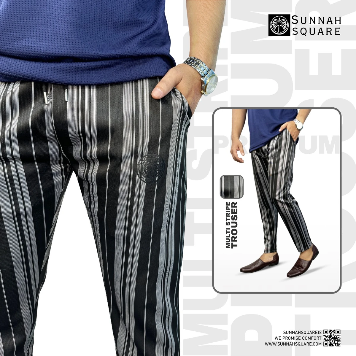 2Pcs Trouser Combo – Multi Stripe & Super-fine Trouser