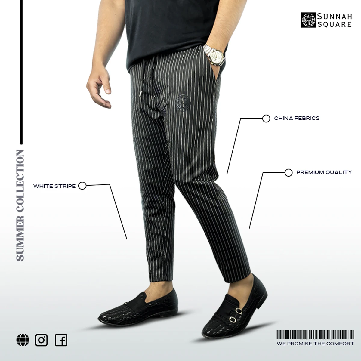 Men’s Vertical Stripe Trouser (Black)