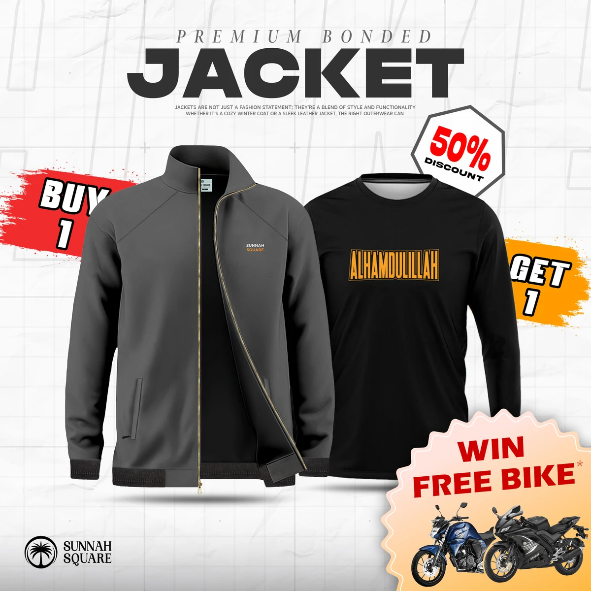 Men's Premium Jacket (Ash) with free T-Shirt