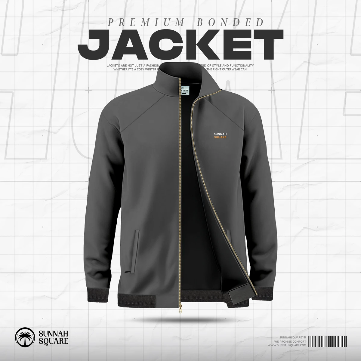 Men's Premium Jacket (Ash) with free T-Shirt